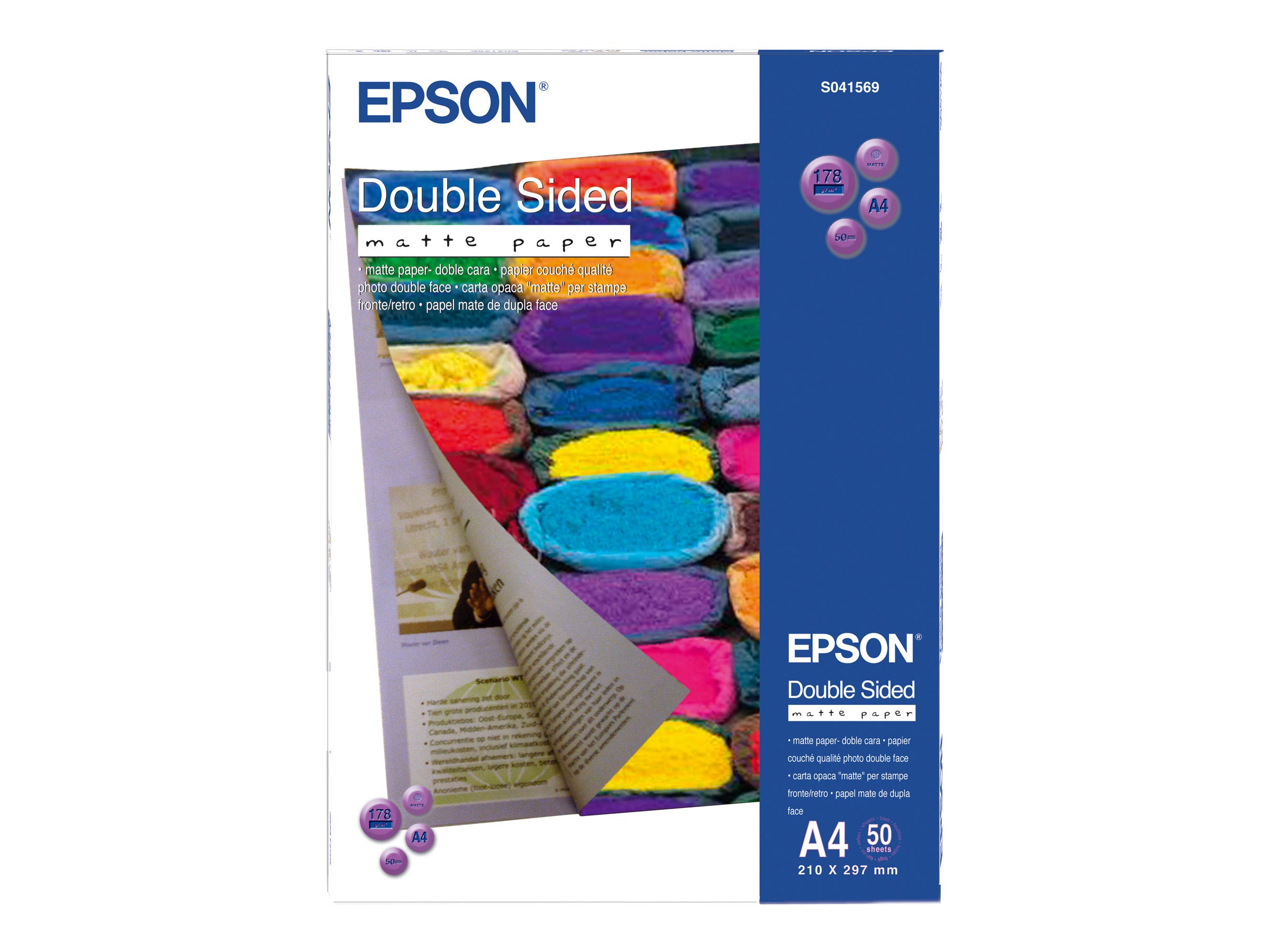 EPSON Matt double sides Papier inkjet 178g/m2 A4 50 Blatt Vorderansicht