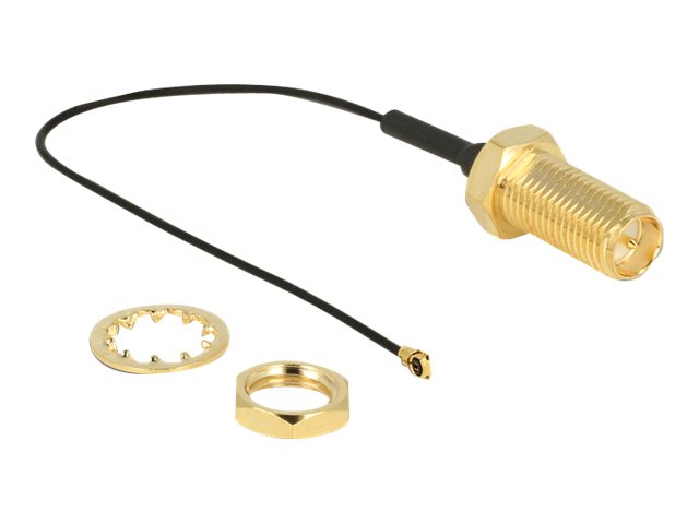 DELOCK Antennenkabel RP-SMA Buchse zum Einbau zu I-PEX Inc. MHF 4 Stecker 0.81 10cm - Vorderansicht