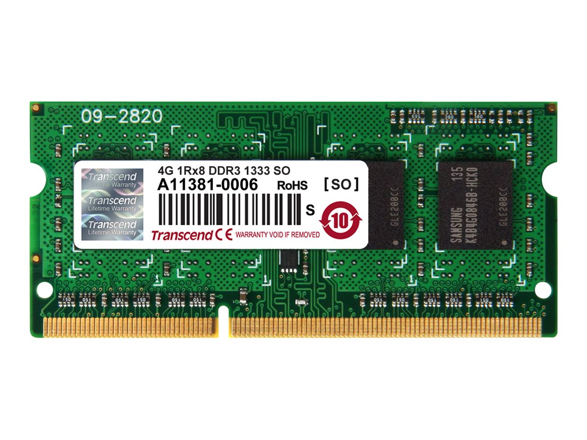 TRANSCEND SODIMM DDR3 1333Mhz 4GB Non-ECC SRx8 Vorderansicht