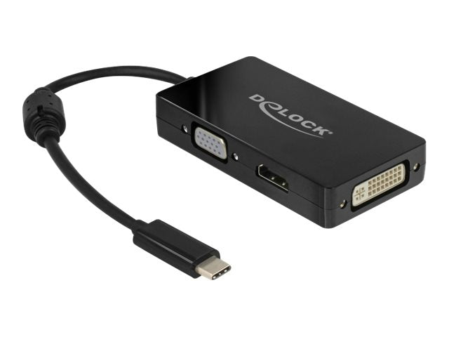 DELOCK Adapter USB Type-C Stecker > VGA / HDMI / DVI Buchse schwarz - Vorderansicht