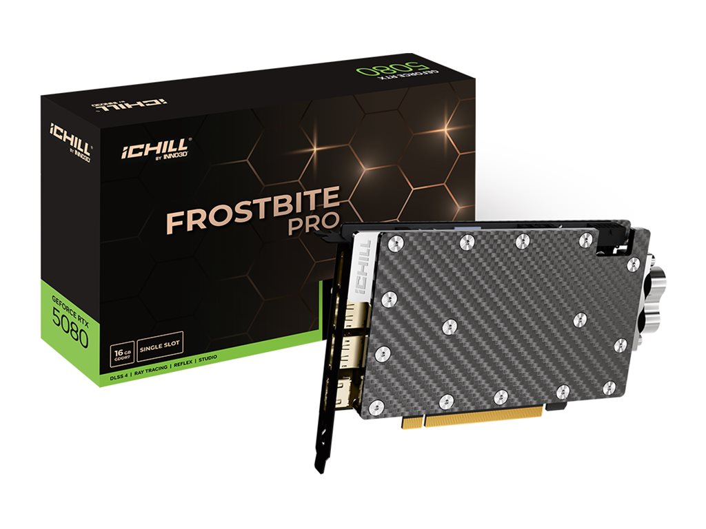 INNO3D GeForce RTX 5080 iChill FROSTBITE PRO Grafikkarte Vorderansicht