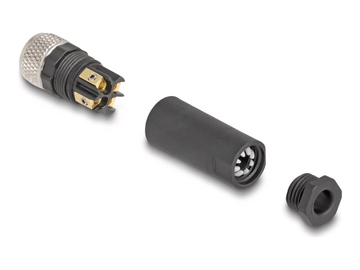 DELOCK M8 Steckverbinder A-kodiert 4 Pin Buchse zur Montage mit Schraubanschluss - Vorderansicht