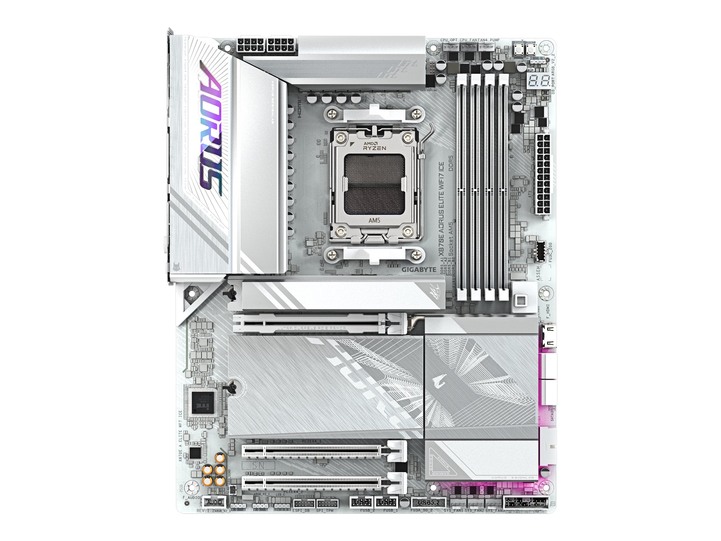 GIGABYTE X870E A ELITE WF7 ICE Motherboard Vorderansicht