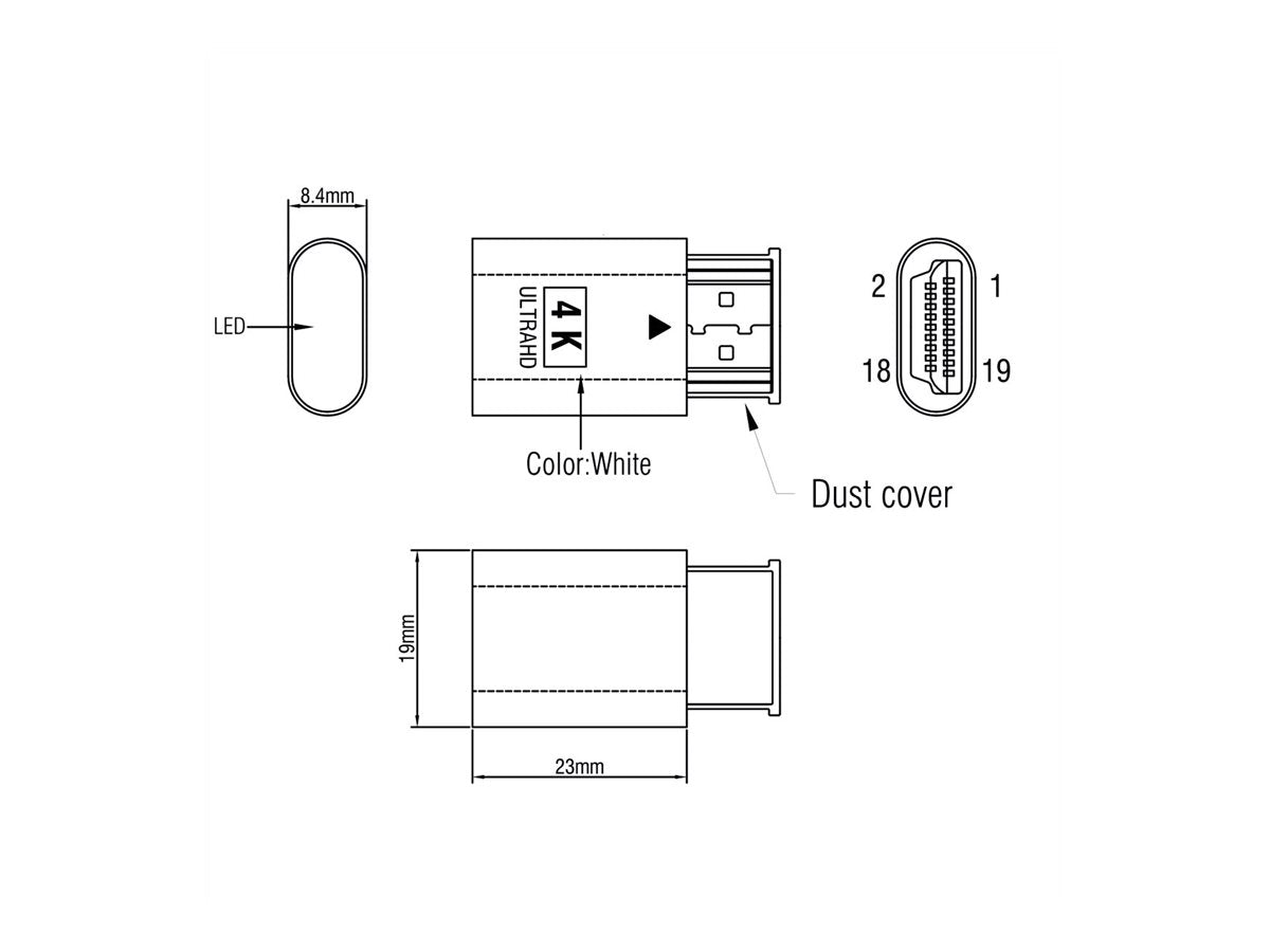 VALUE Display Adapter Virtual HDMI Emulator EDID 4K - Vorderansicht