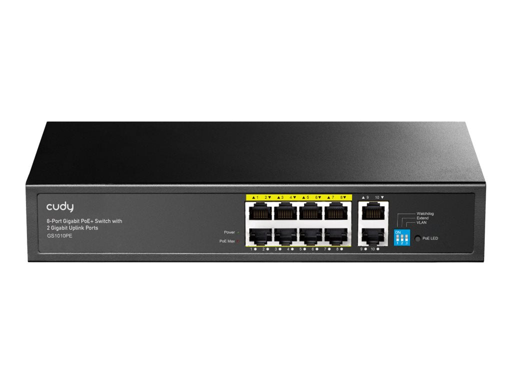 CUDY GS1010PE 8-Port Gigabit PoE+ Switch Vorderansicht