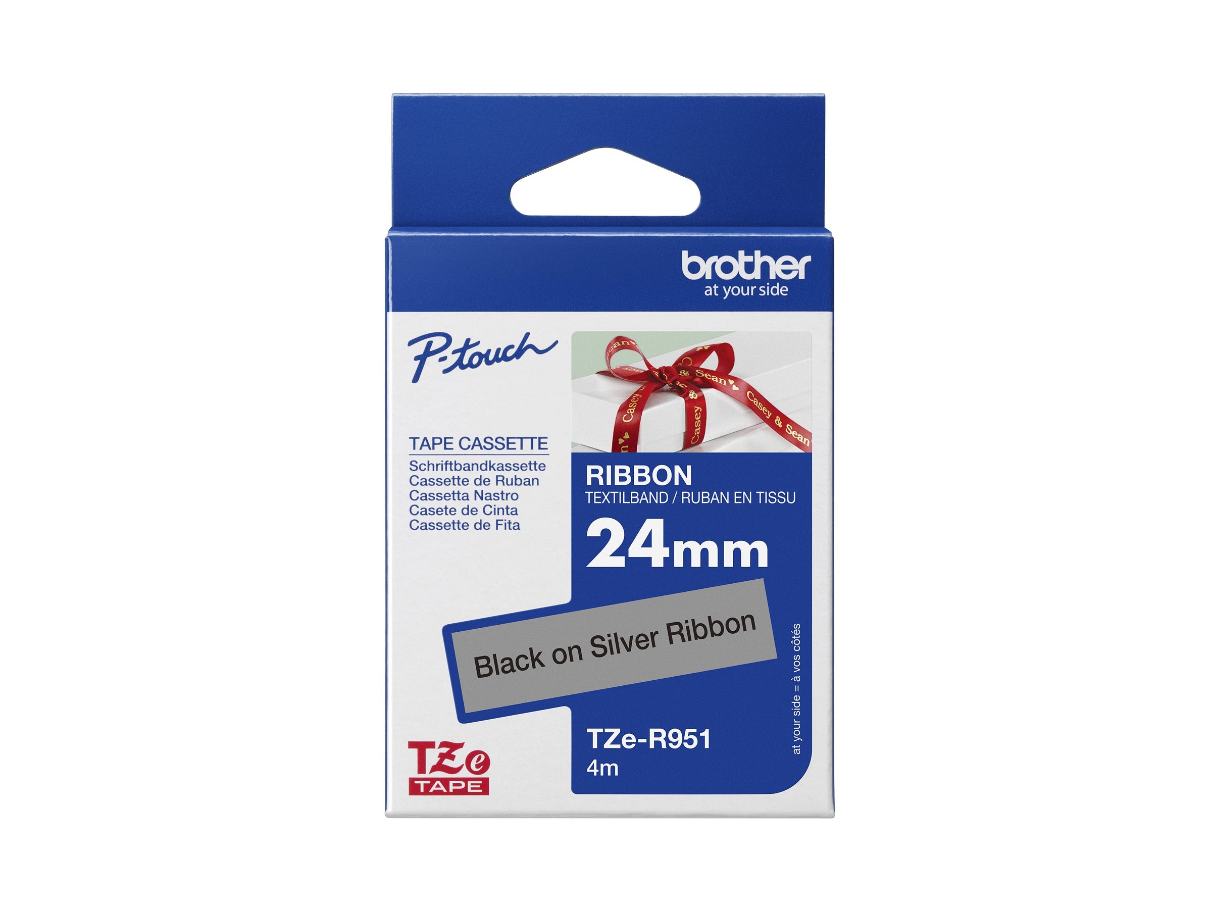 BROTHER P-Touch 24mm light grey/gold ribbon tape - Vorderansicht