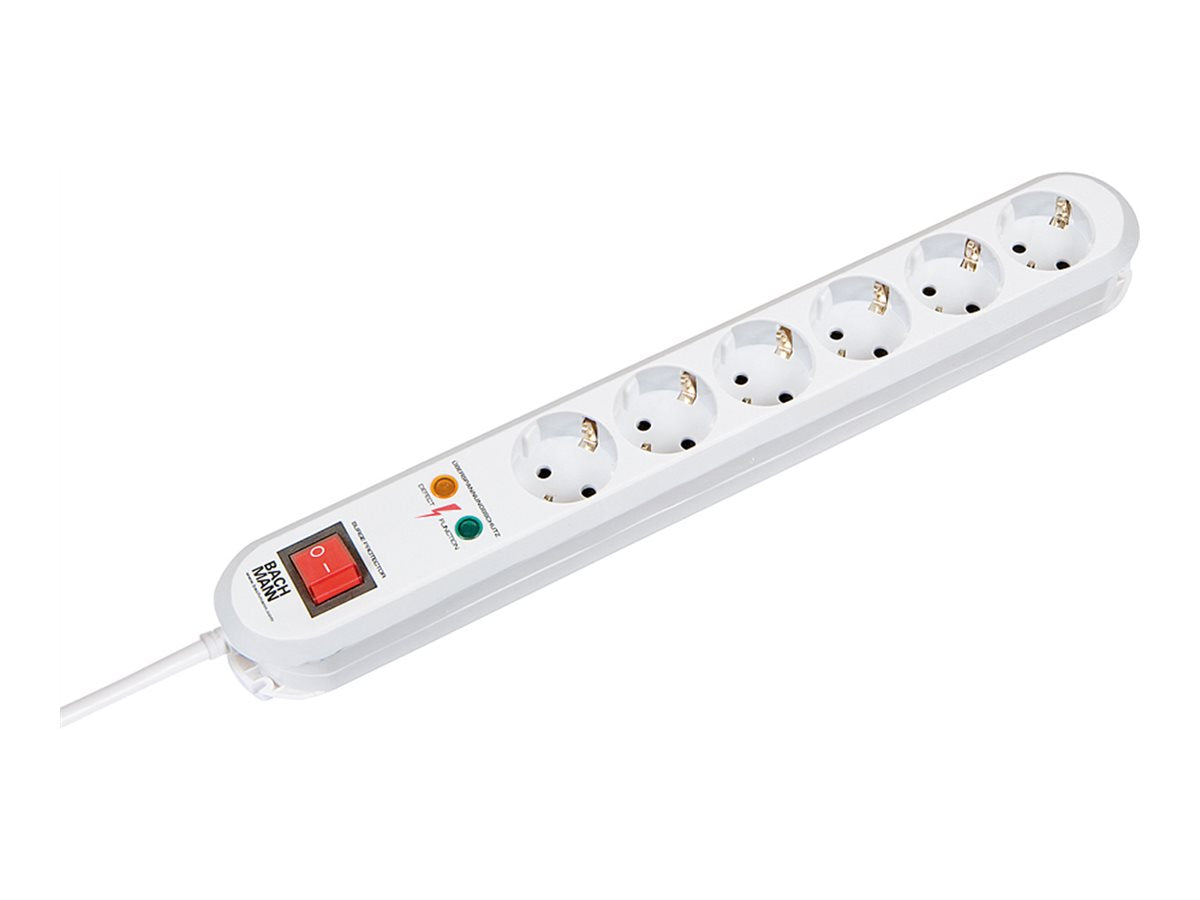 BACHMANN SMART Steckdosenleiste 6x Schutzkontakt Schalter Überspannungsschutz weiss 1