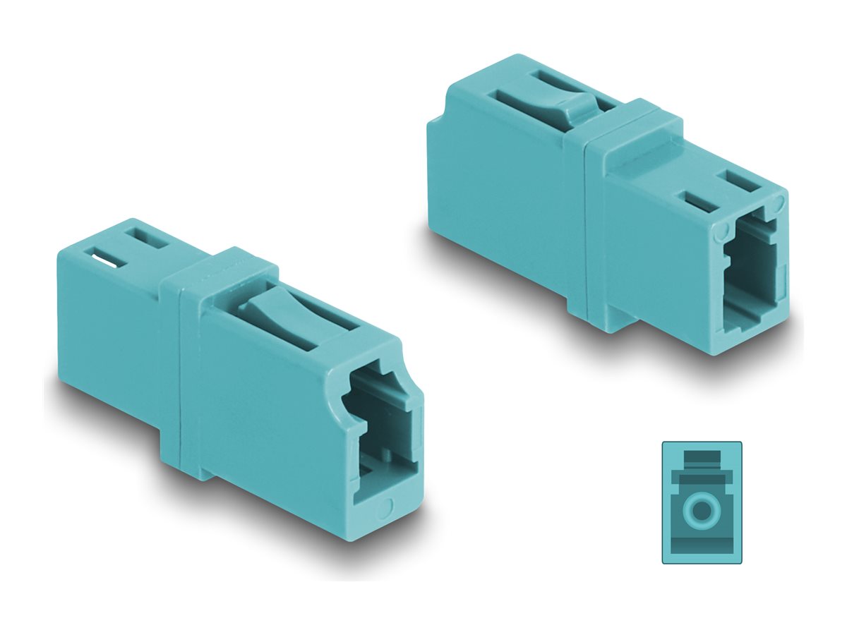 DELOCK LWL Kupplung LC Simplex Buchse zu LC Simplex Buchse OM3 aqua - Vorderansicht