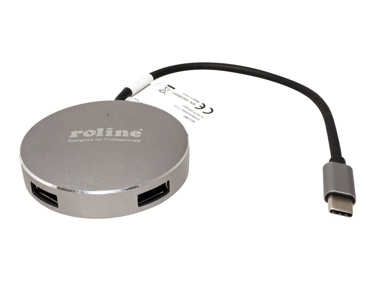 ROLINE USB 3.2 Gen 1 Hub rund 4fach Typ C Anschlusskabel Rückansicht
