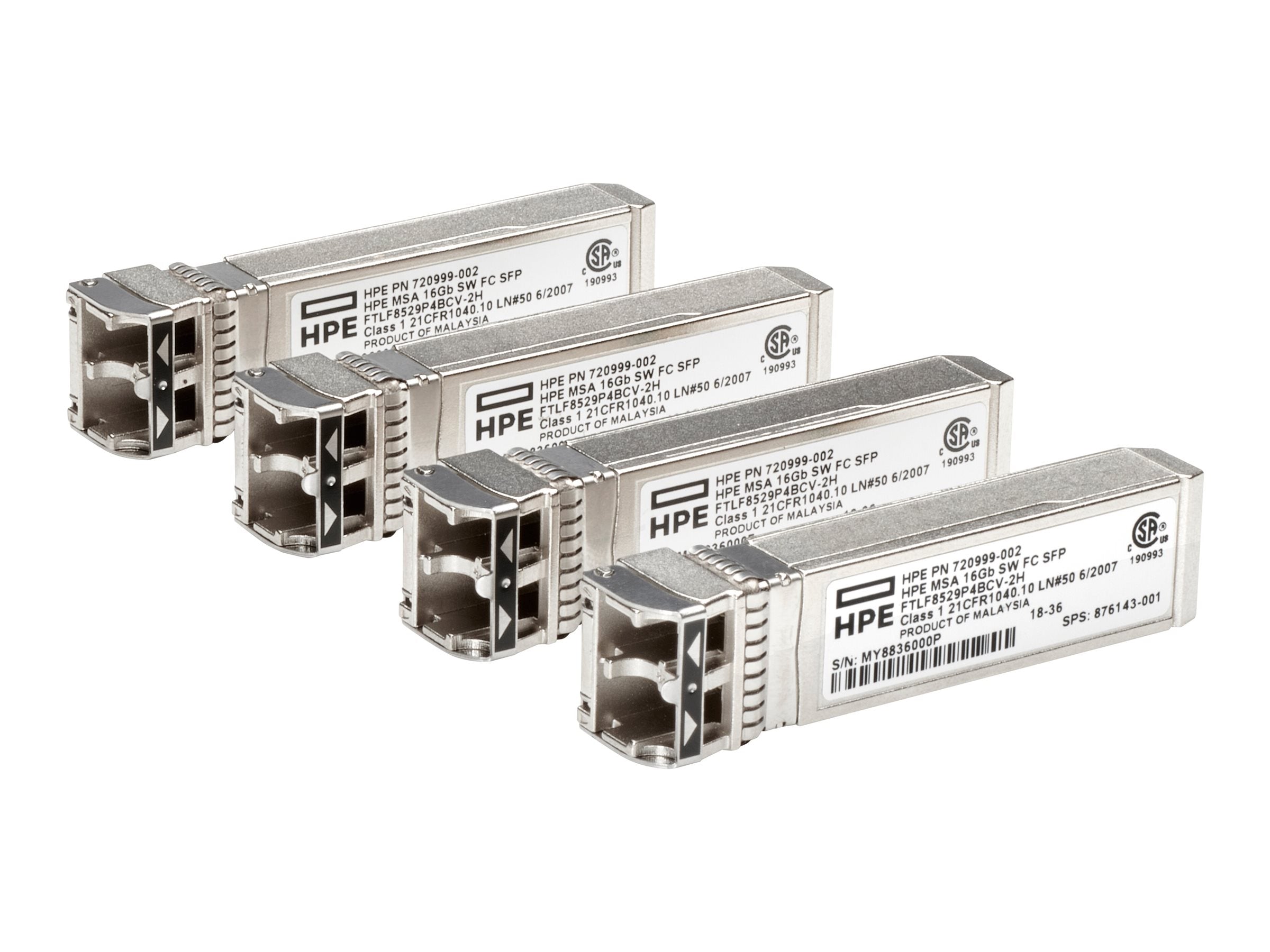 HPE MSA 16Gb SFP+ Short Wave Fibre Channel 4-pack Transceiver Option Bdl