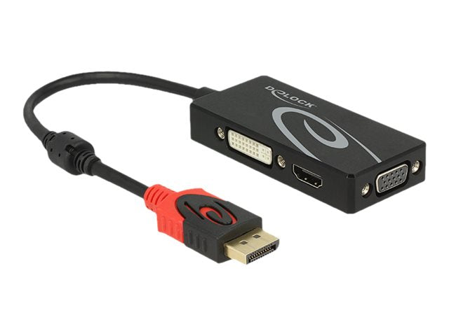 DELOCK Adapter Displayport 1.2 Stecker > VGA / HDMI / DVI Buchse 4K Passiv schwarz - Vorderansicht