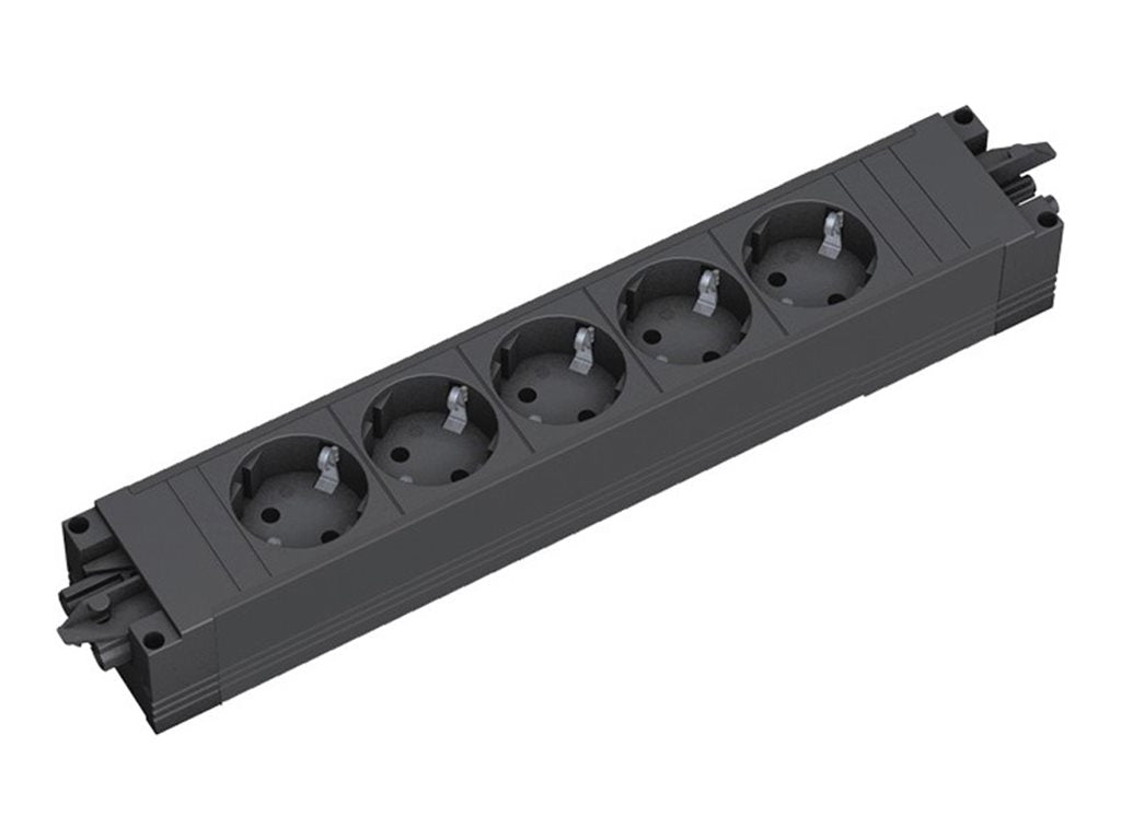 BACHMANN STEP BASE 5x Schutzkontakt schwarz - Vorderansicht