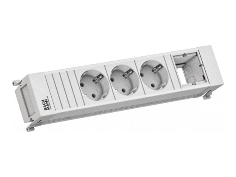 BACHMANN POWER FRAME 3xCEE7/3 1xCM 0,2m GST18 RAL9010 - Vorderansicht