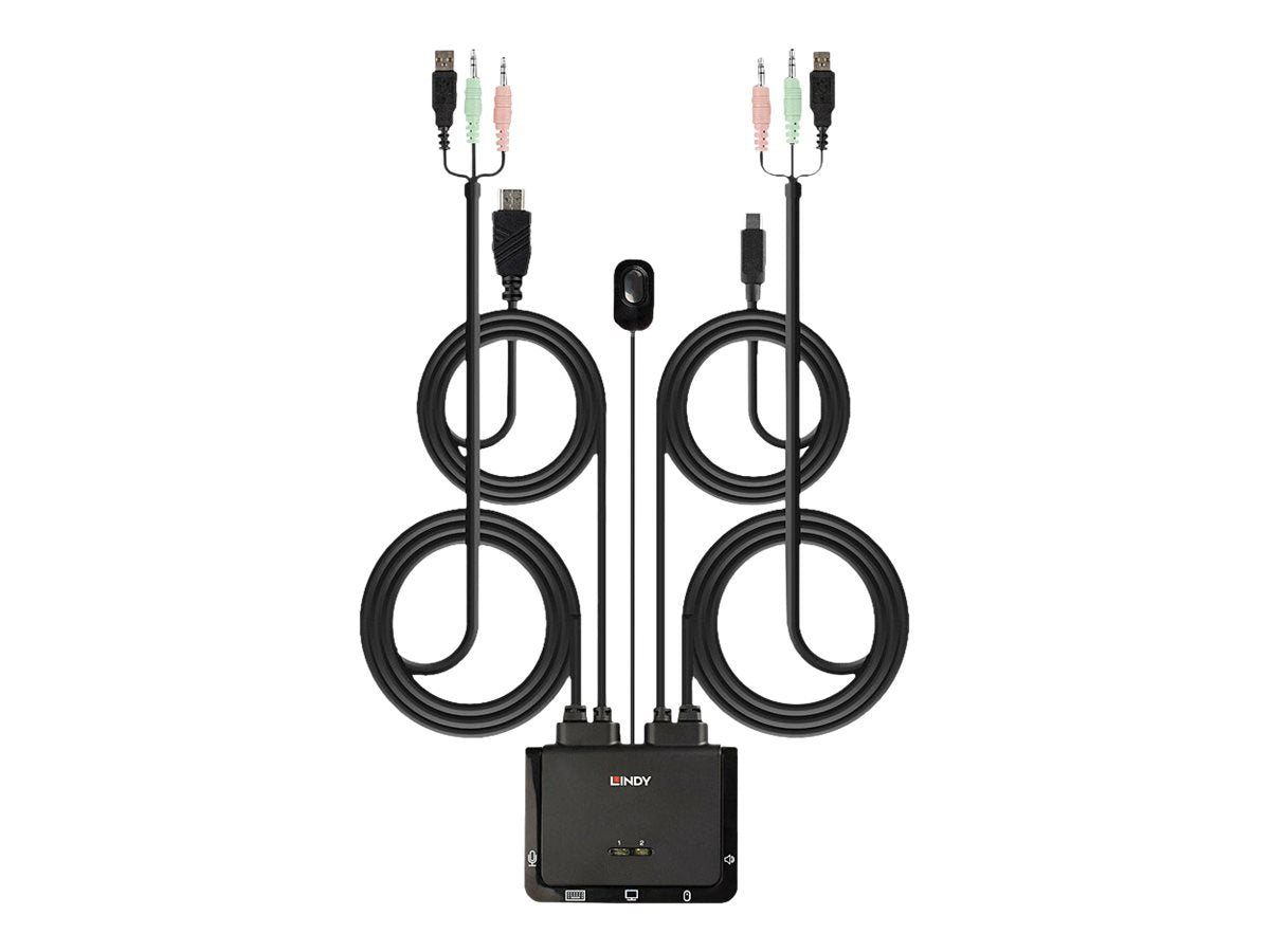 LINDY 2 Port HDMI 18G USB Typ C USB 2.0 & Audio Cable KVM Switch - Verpackung