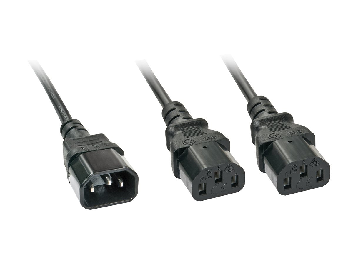 LINDY 2m IEC C14 auf 2x IEC C13 Y-Netzkabel Verpackung