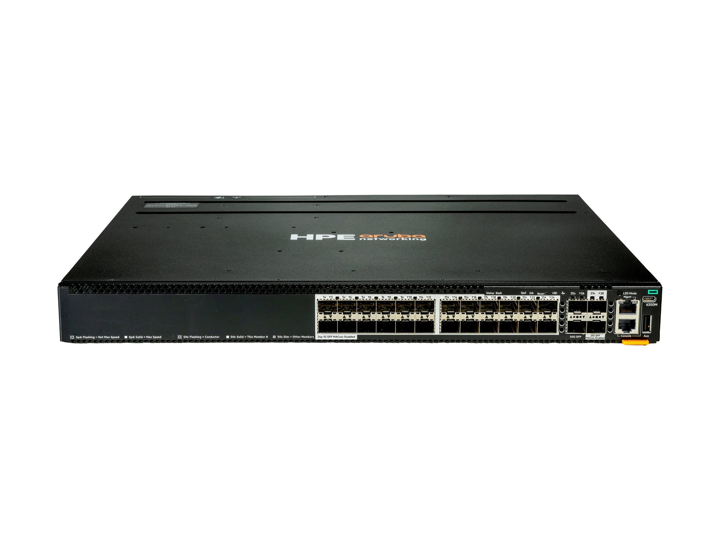 HPE Aruba Networking CX 6300M 24p SFP Switch Vorderansicht