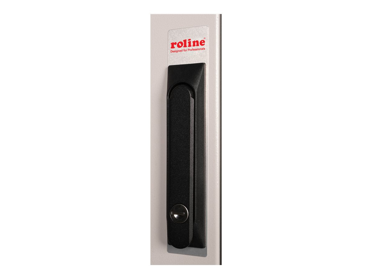 ROLINE Netzwerkschrank Pro 48,26cm 19Zoll 32 HE 600x600 BxT Glastür grau - Detailansicht der Glastür