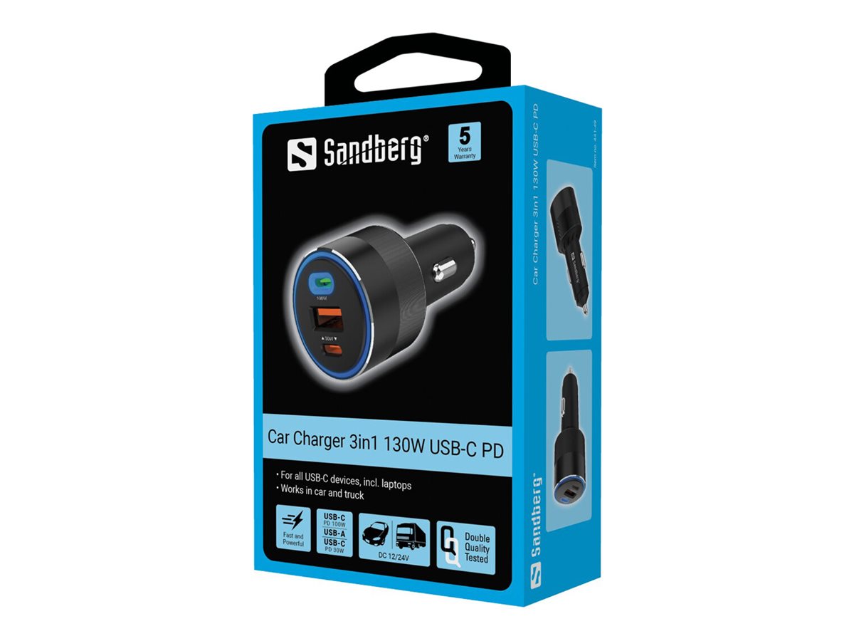 SANDBERG Car Charger 3in1 130W USB-C PD Verpackung