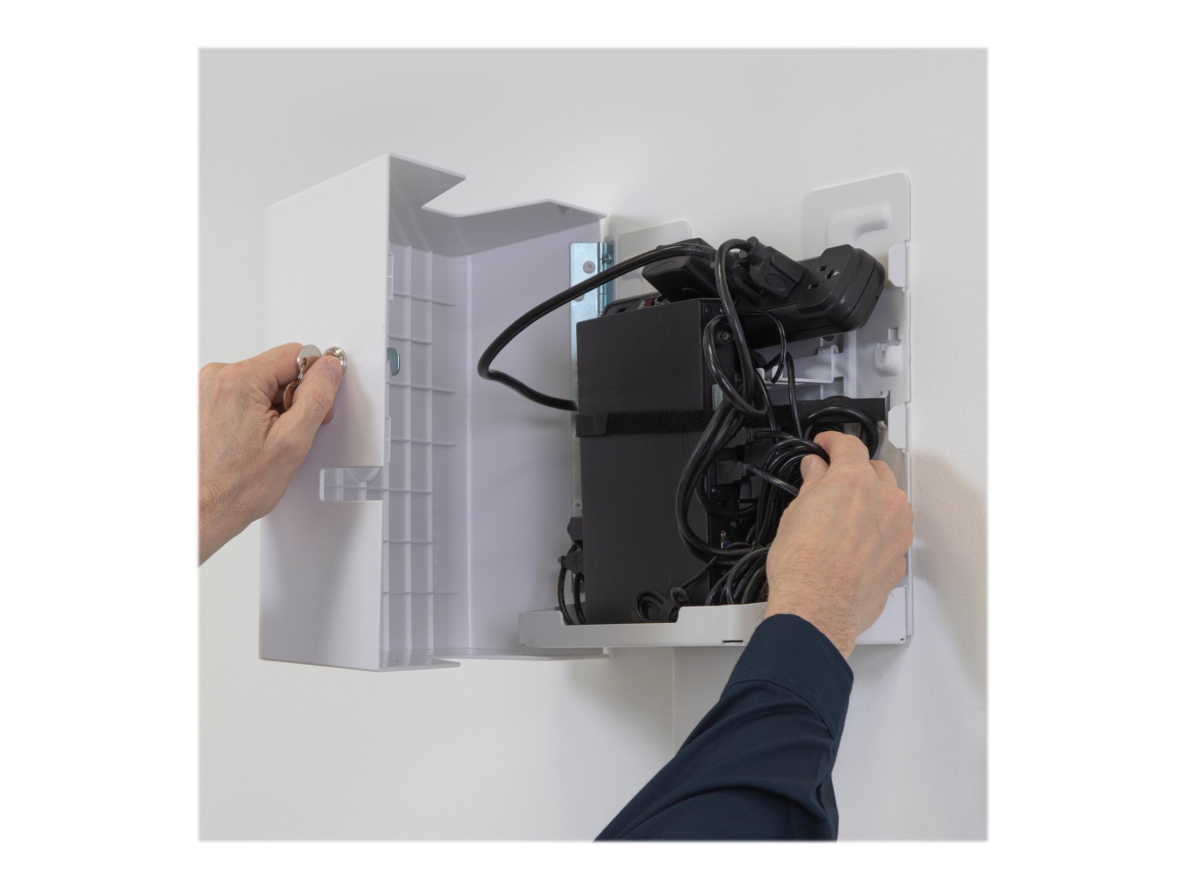 Vorderansicht des ERGOTRON CPU Wall Cabinets in weiß