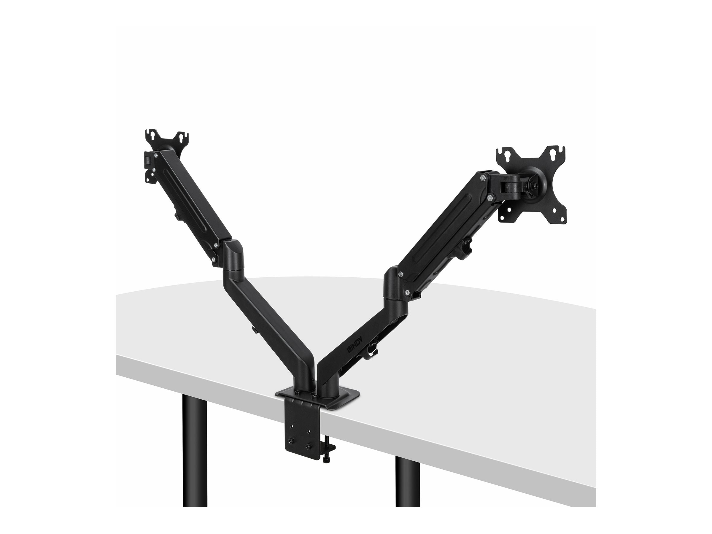LINDY Dual Mount Desktop Gasfederarm - Schwarz Montageansicht