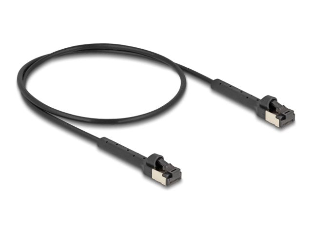 DELOCK RJ45 Slim Netzwerkkabel Cat.6A U/FTP winkelbar schwarz 0,5m - Vorderansicht