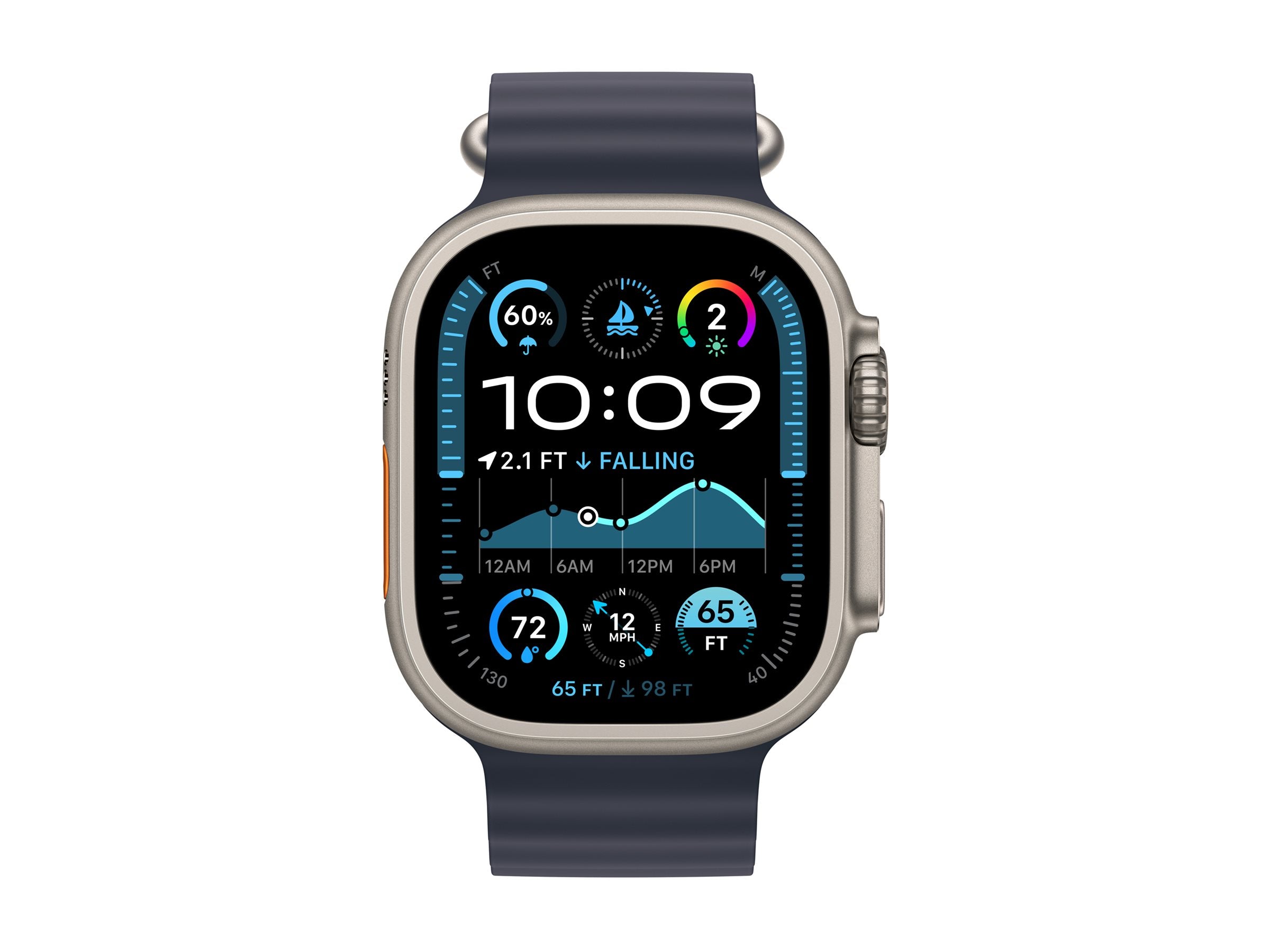 APPLE Watch Ultra 2 GPS + Cellular 49mm Natural Titanium Case with Navy Ocean Band