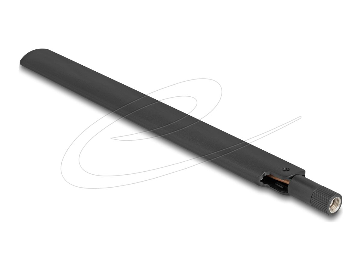 DELOCK WiFi 6 Antenne RP-SMA Stecker 3 - 6 dBi omnidirektional mit Kippgelenk schwarz - Vorderansicht