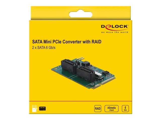 DELOCK Mini PCIe Konverter zu 2 x SATA mit RAID - Verpackung