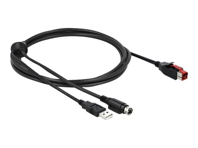 DELOCK PoweredUSB Kabel Stecker 24V zu USB Typ-A Stecker + mini-DIN 3 Pin Stecker 3m - Verpackung