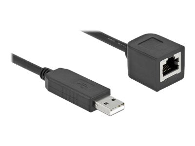 DELOCK Serielles Anschlusskabel mit FTDI Chipsatz USB 2.0 Typ-A Stecker zu RS-232 RJ45 Buchse 2m schwarz