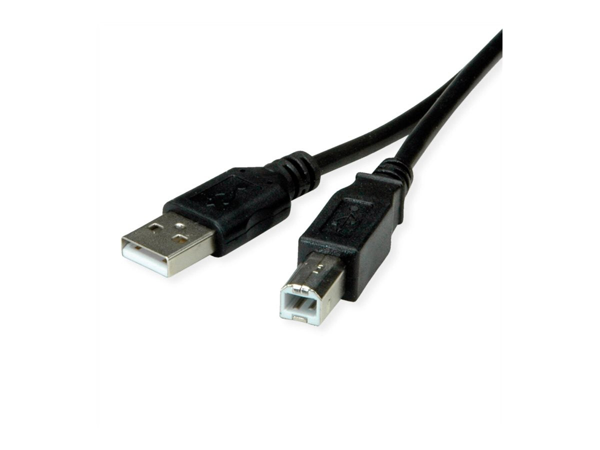 ROLINE RM USB 2.0 Kabel Typ A-B schwarz 0,8m Vorderansicht