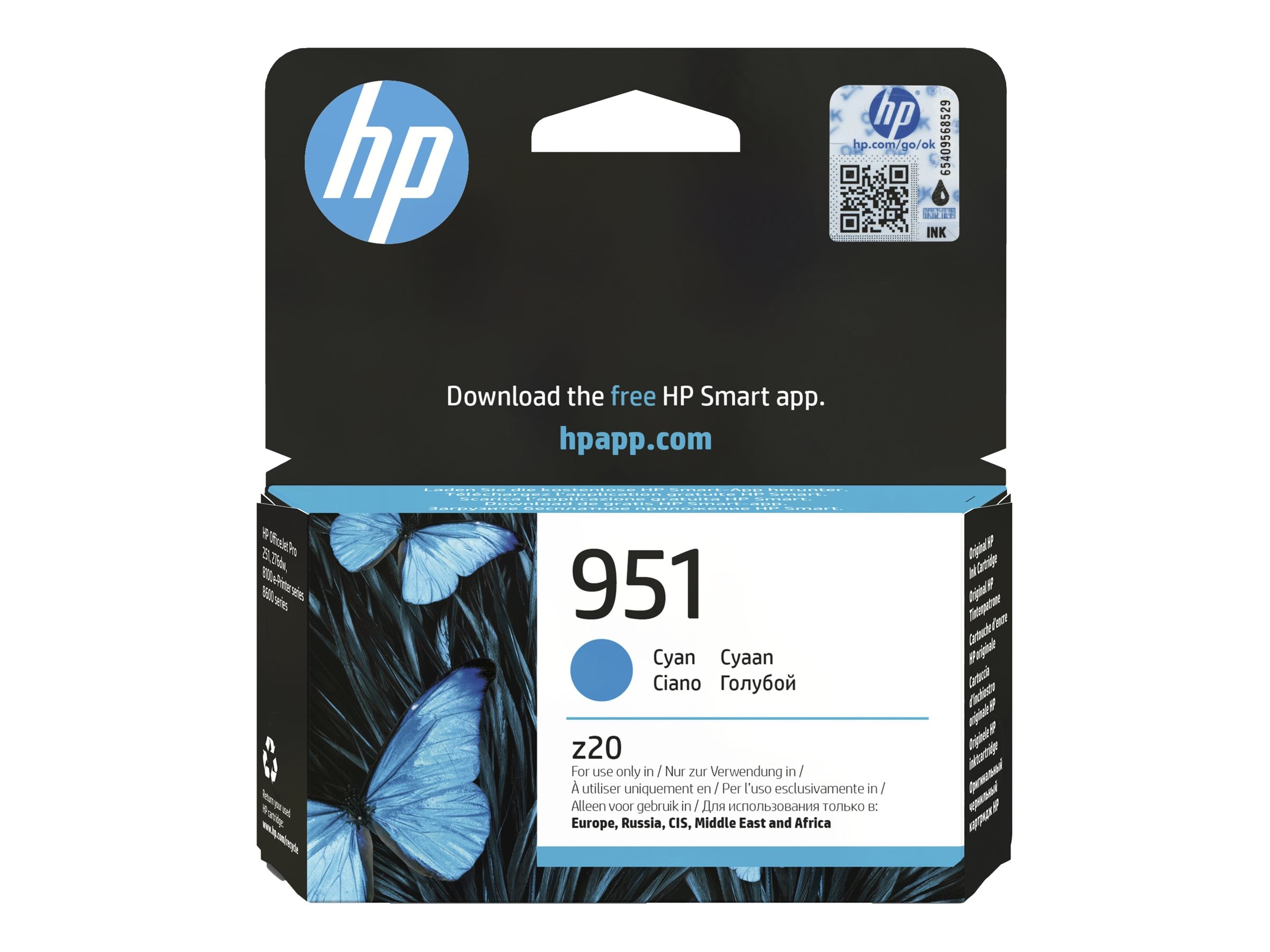 HP 951 Cyan Officejet Tintenpatrone Vorderansicht