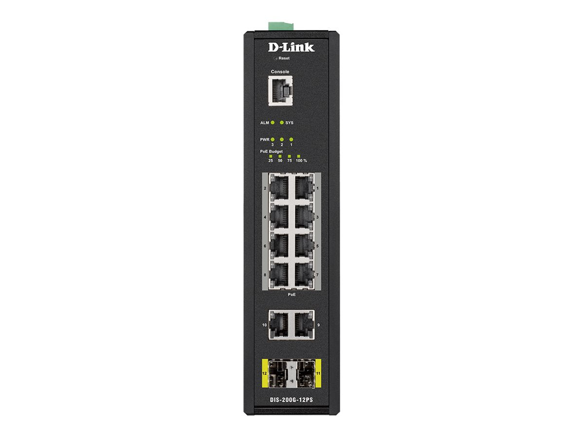 D-LINK DIS-200G-12PS 12-Port L2 Industrie Smart Managed Switch Vorderansicht