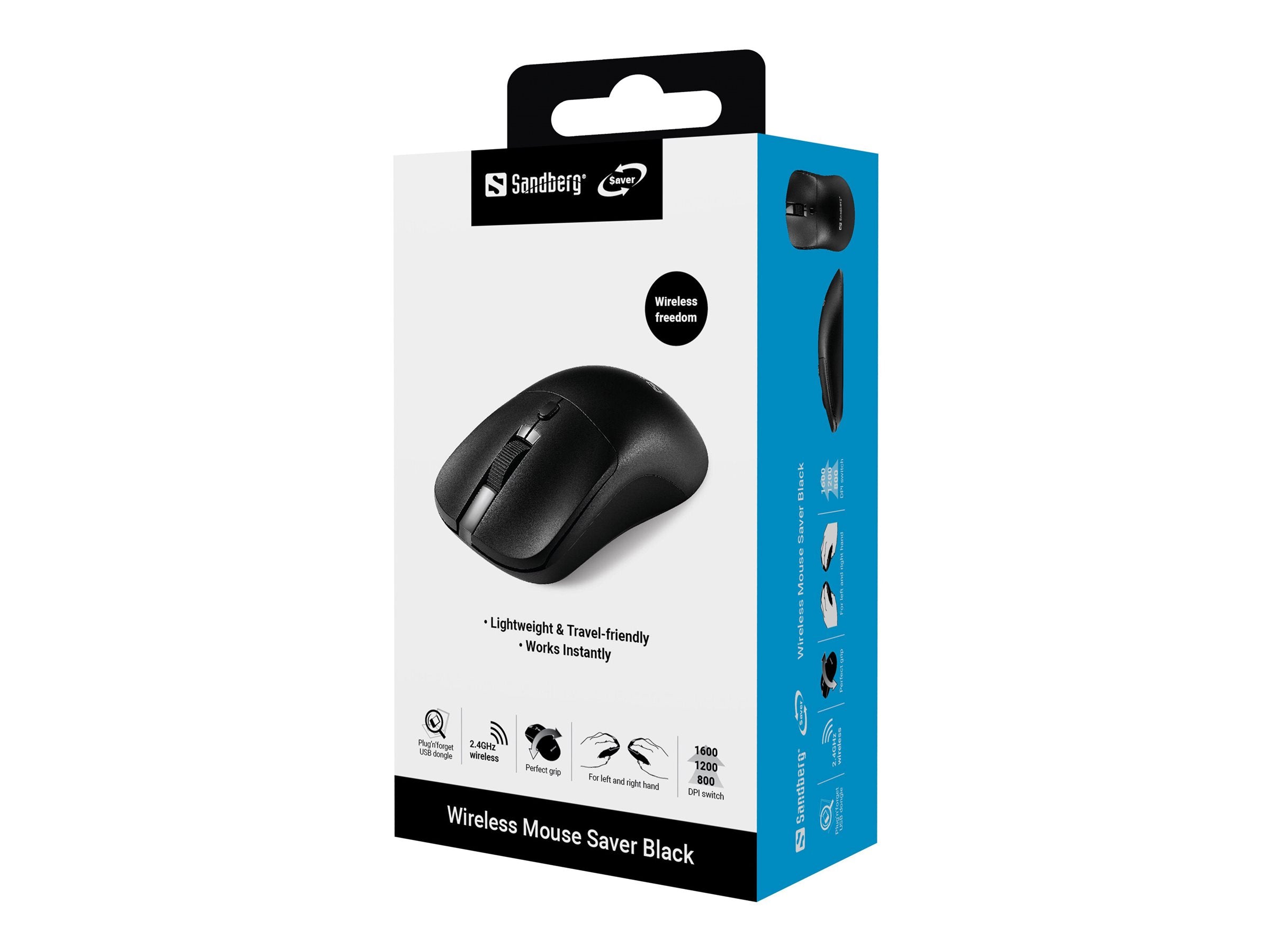 SANDBERG Wireless Mouse Saver Black - Vorderansicht