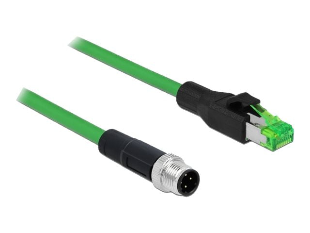 DELOCK Netzwerkkabel M12 4 Pin D-kodiert zu RJ45 Stecker PVC 2 m - Vorderansicht