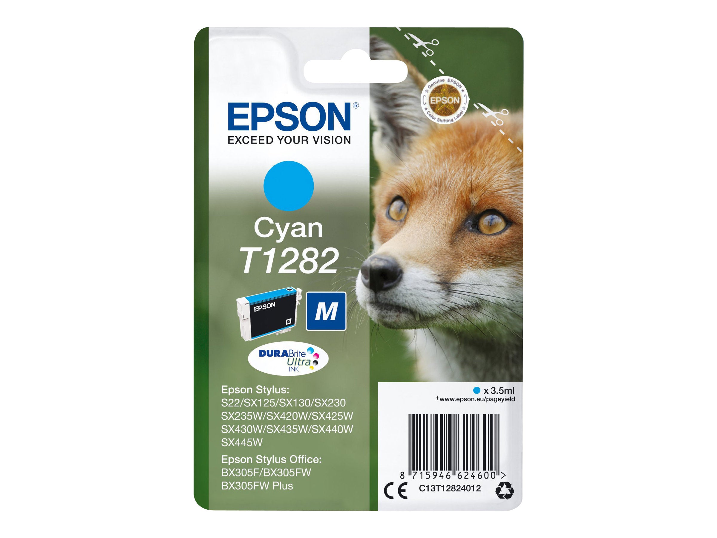 EPSON T1282 Tintenpatrone cyan Vorderansicht