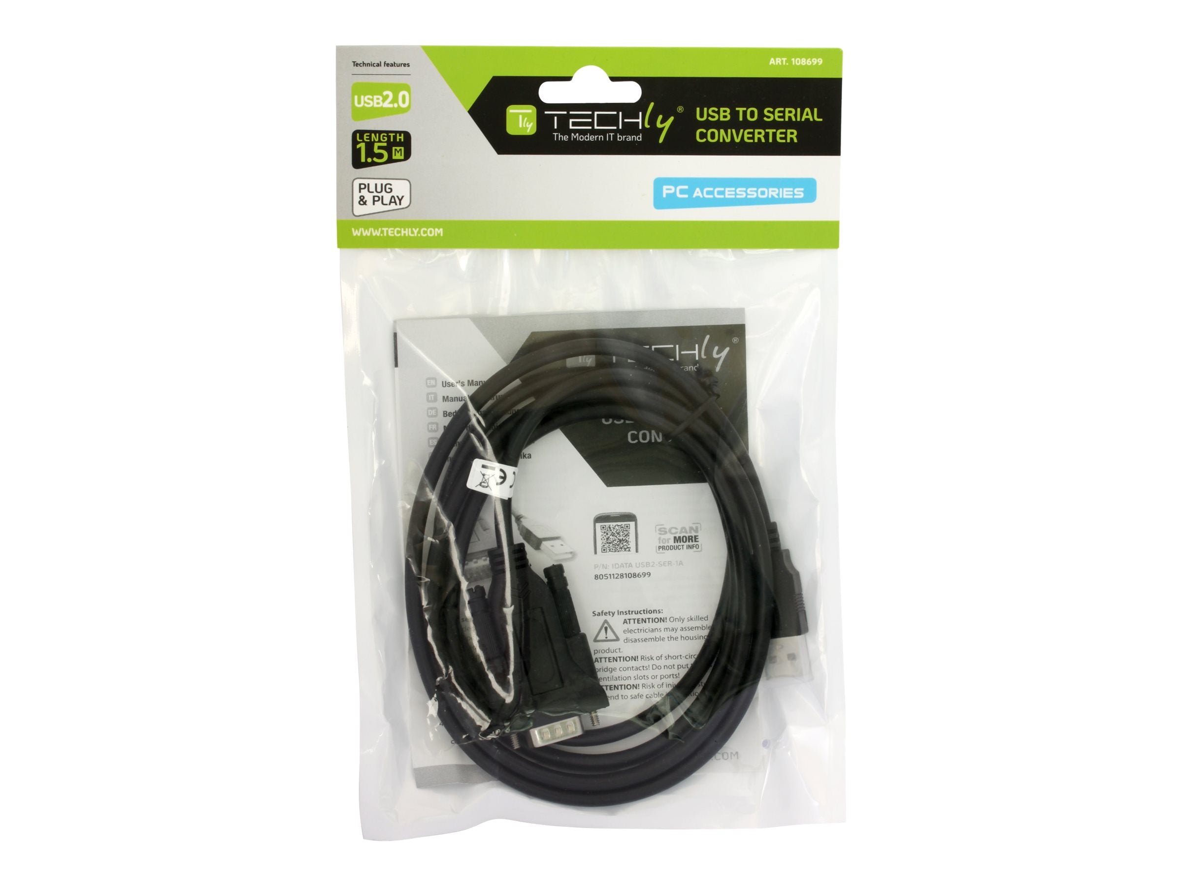 TECHLY USB Seriell Konverter RS 232 Vorderansicht