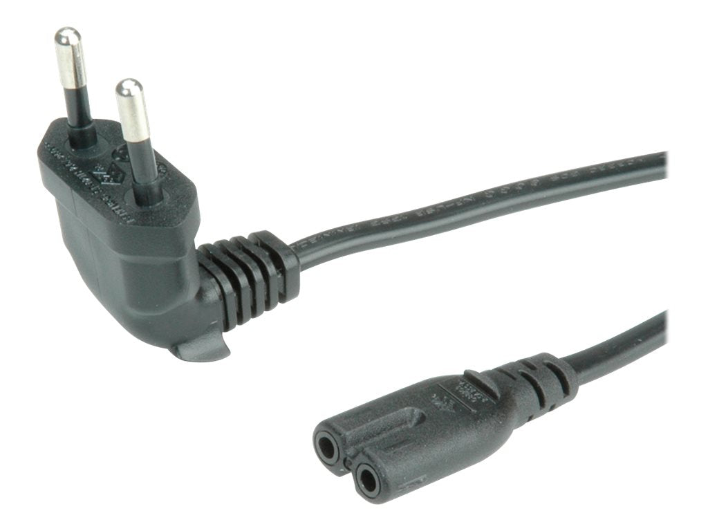 ROLINE Netzkabel Euro-Stecker abgewinkelt auf C7 2pol. schwarz 1,8m - Verpackung