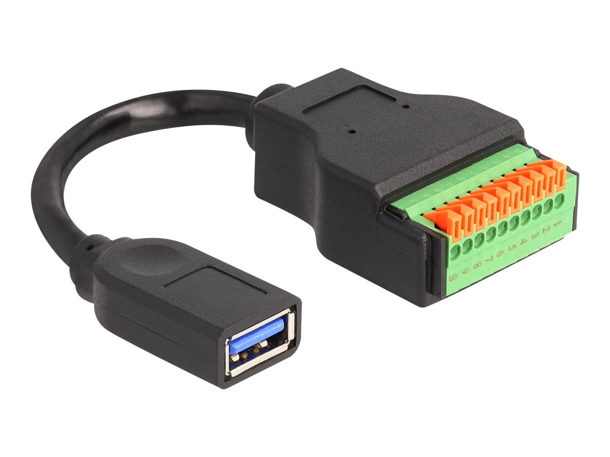 DELOCK USB 3.2 Gen 1 Kabel Typ-A Buchse zu Terminalblock Adapter Vorderansicht