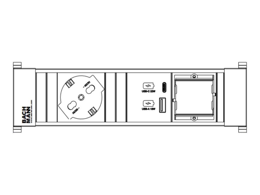 BACHMANN POWER FRAME S 1xP40 USB A&C 22W 1xCM 0,2m GST18 Italia - Vorderansicht