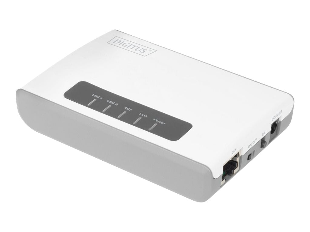 DIGITUS 2-Port USB 2.0 Wireless Multifunction Network Server Vorderansicht