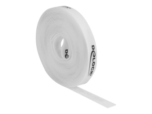 DELOCK Klettband auf Rolle L 5m x B 15mm weiss - Vorderansicht