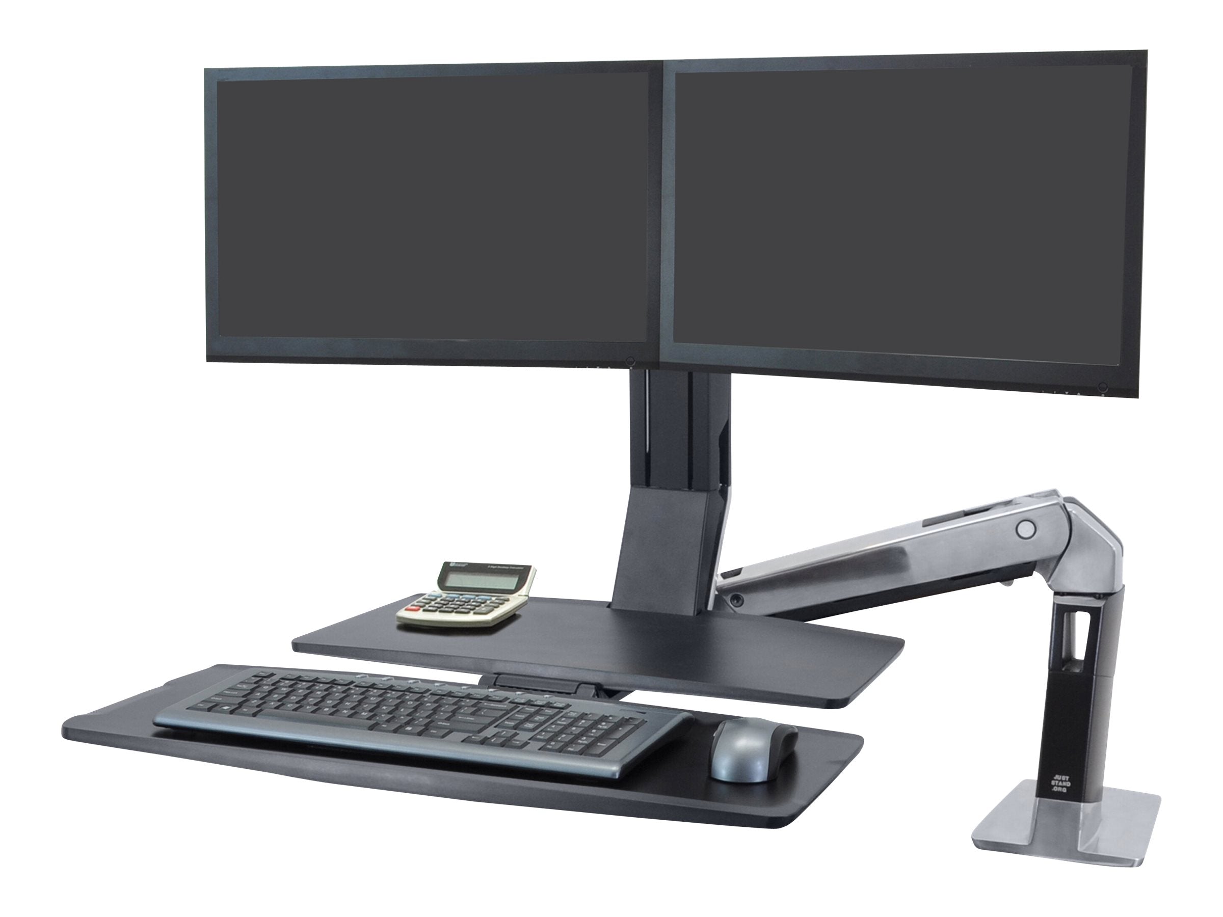 Seitenansicht des ERGOTRON WorkFit-A dual Stehender Tischwandler