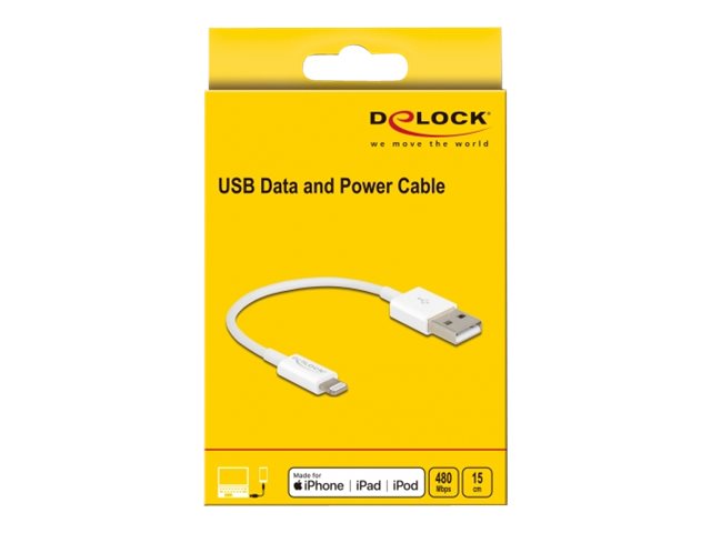 DELOCK USB Daten- und Ladekabel für iPhone iPad iPod weiss 15cm - Verpackung