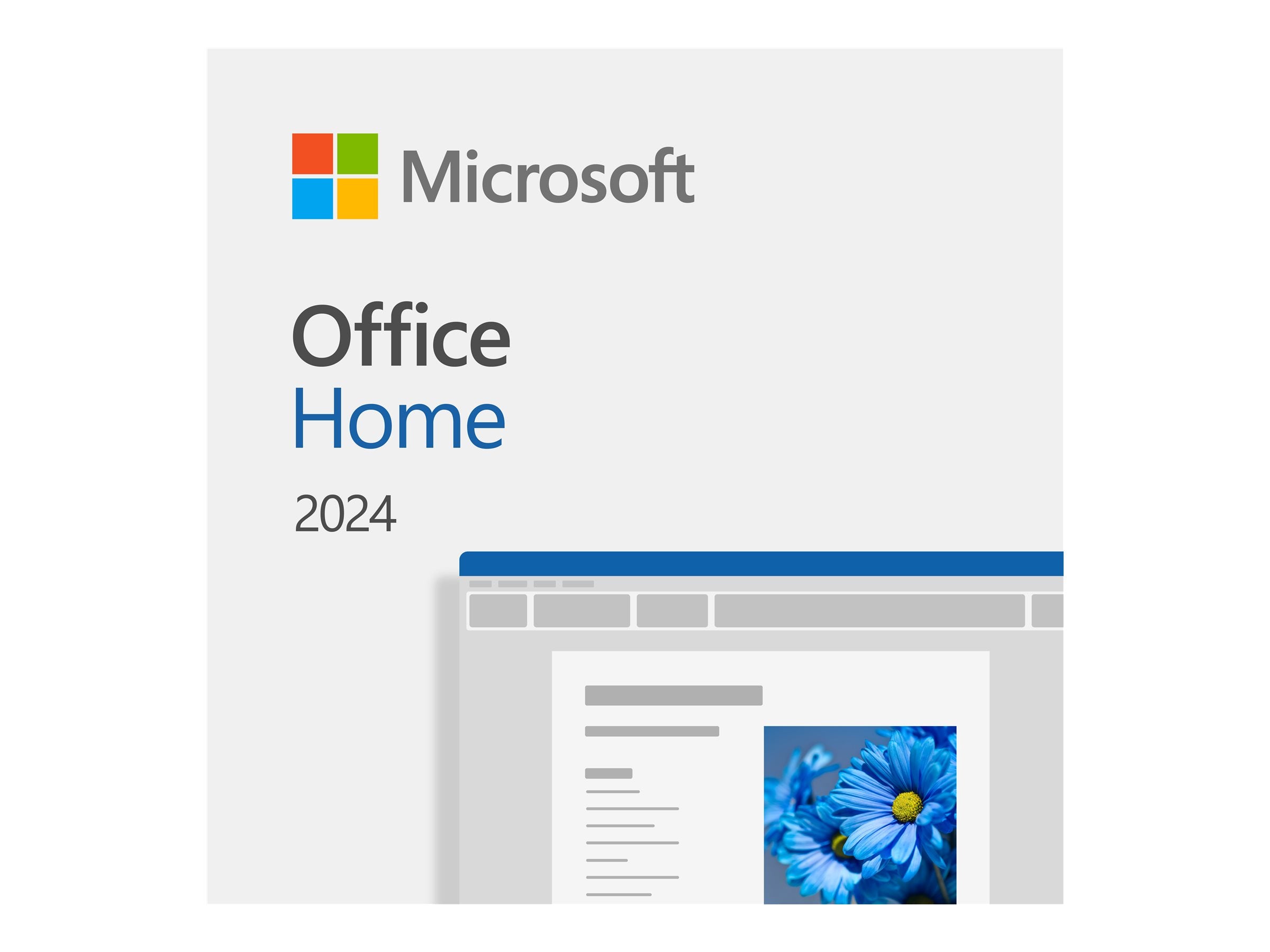 Vorderansicht des MICROSOFT Office Home 2024 Produktschlüssels