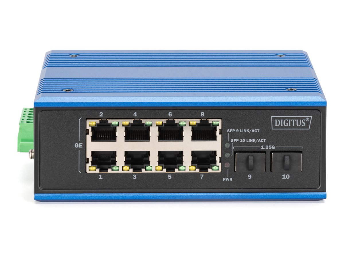 DIGITUS Industrial 8+2-Port Gigabit Ethernet Switch - Vorderansicht