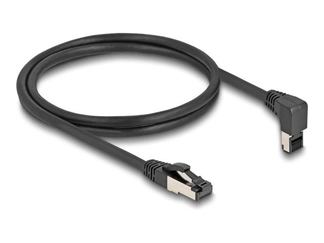 DELOCK RJ45 Netzwerkkabel Cat.8.1 S/FTP 90 oben gewinkelt / gerade 1m schwarz