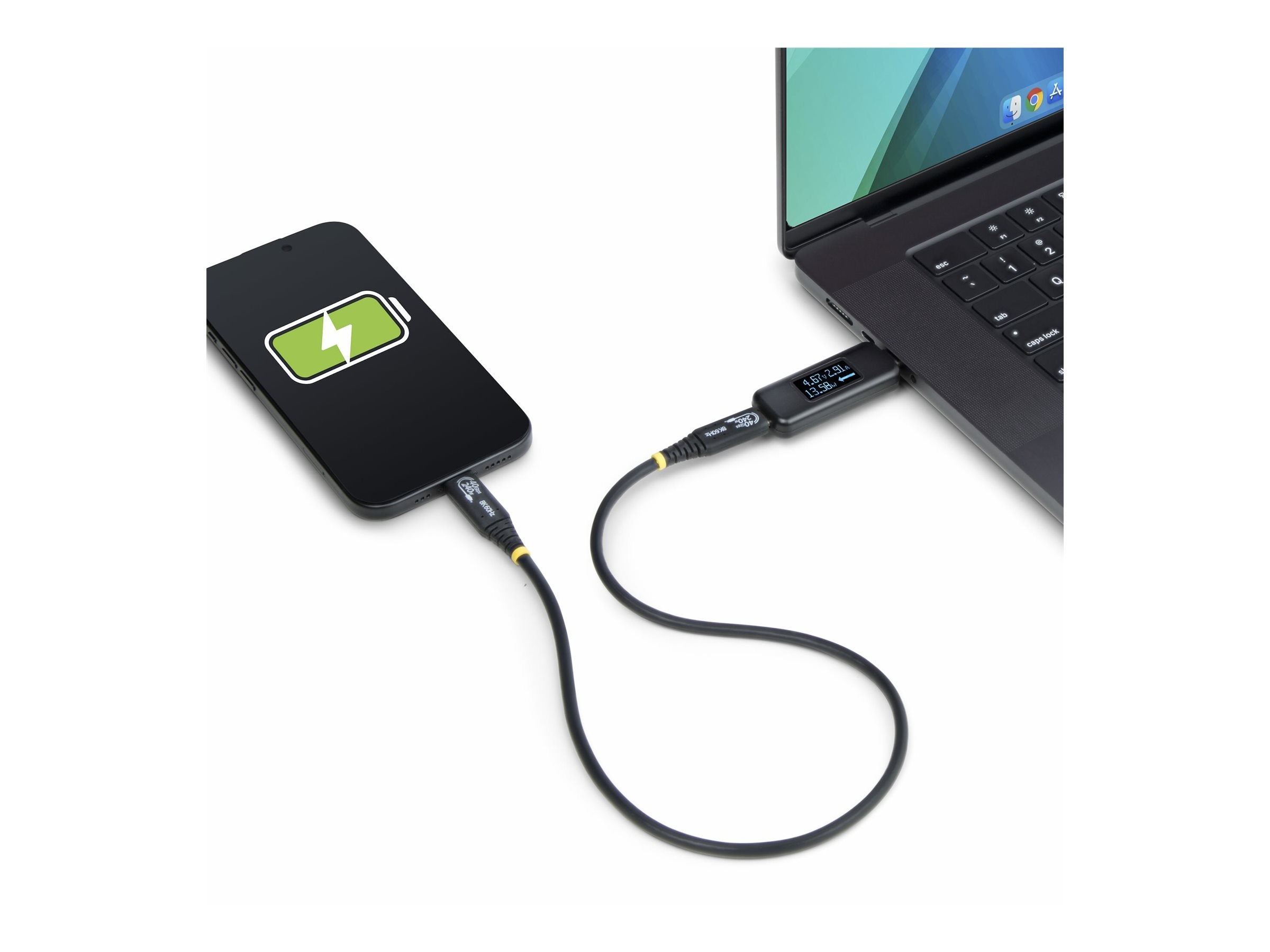 STARTECH.COM USB-C Stromtester/Kabeltester Bidirektionales Digitalmultimeter fur Leistung Spannung und Strom 240W PD EPR
