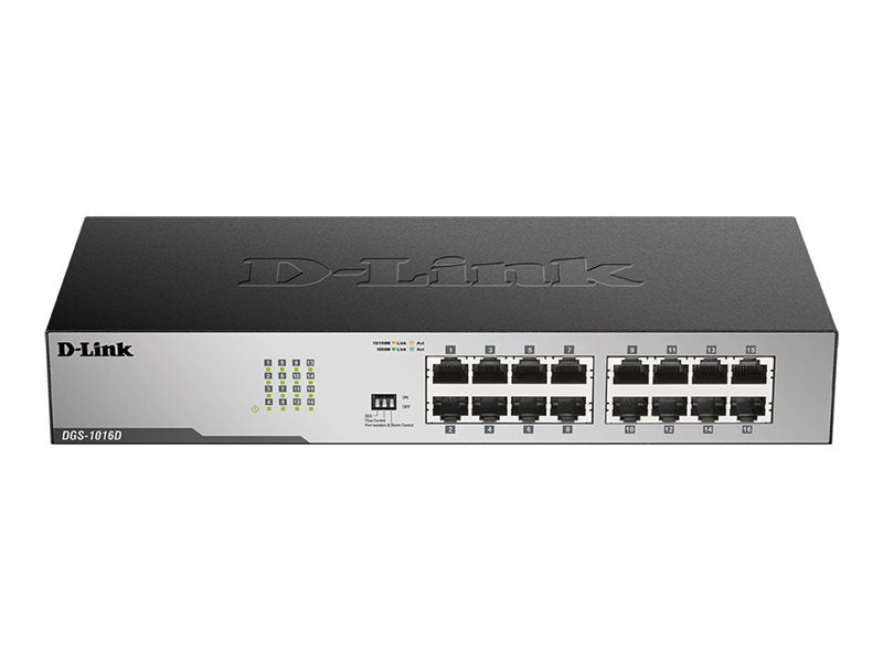 D-LINK DGS-1016D 16-Port Layer 2 unmanaged Gigabit Switch Rückansicht