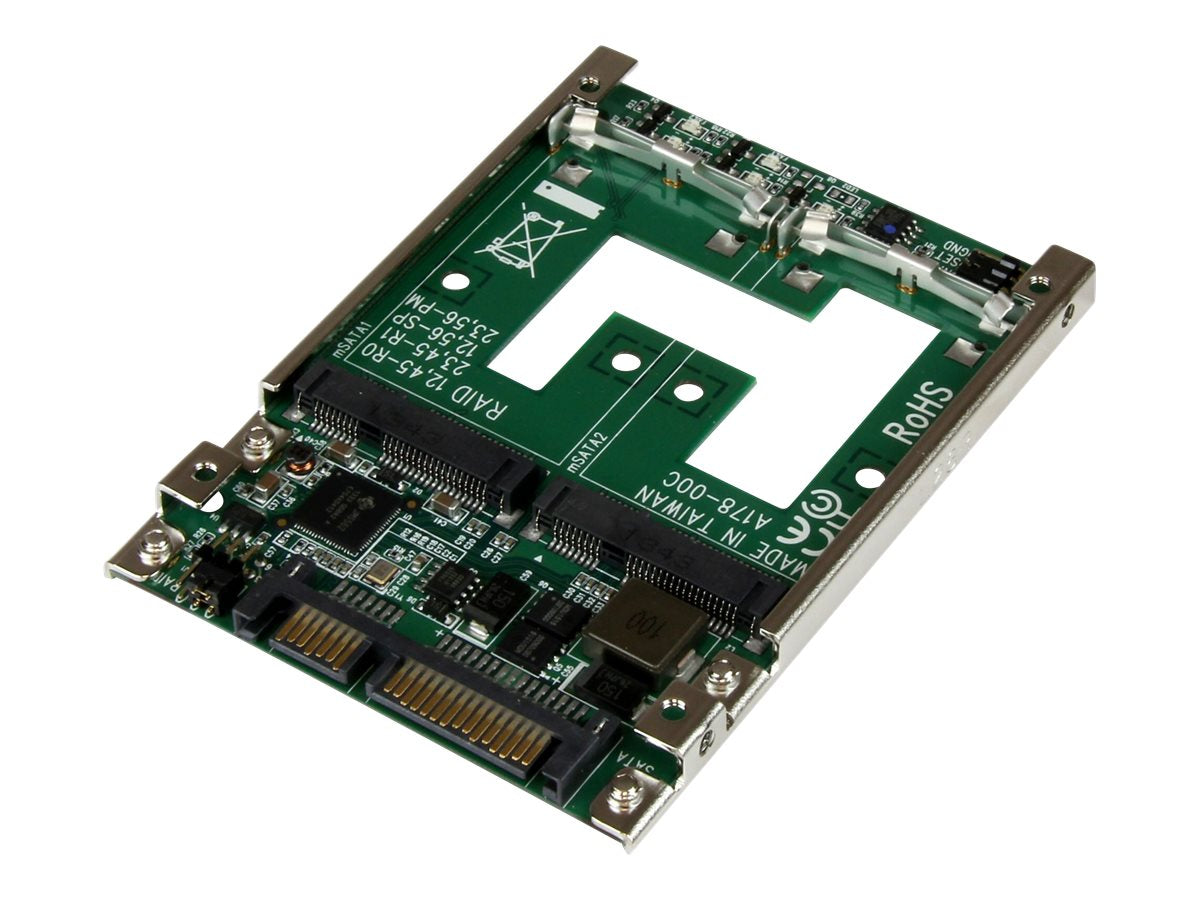Detailansicht des STARTECH.COM Dual mSATA SSD auf 2,5 Zoll SATA Raid Adapter